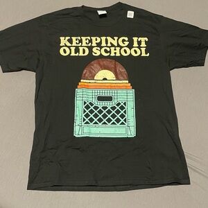 Black Graphic Tee with Retro Design